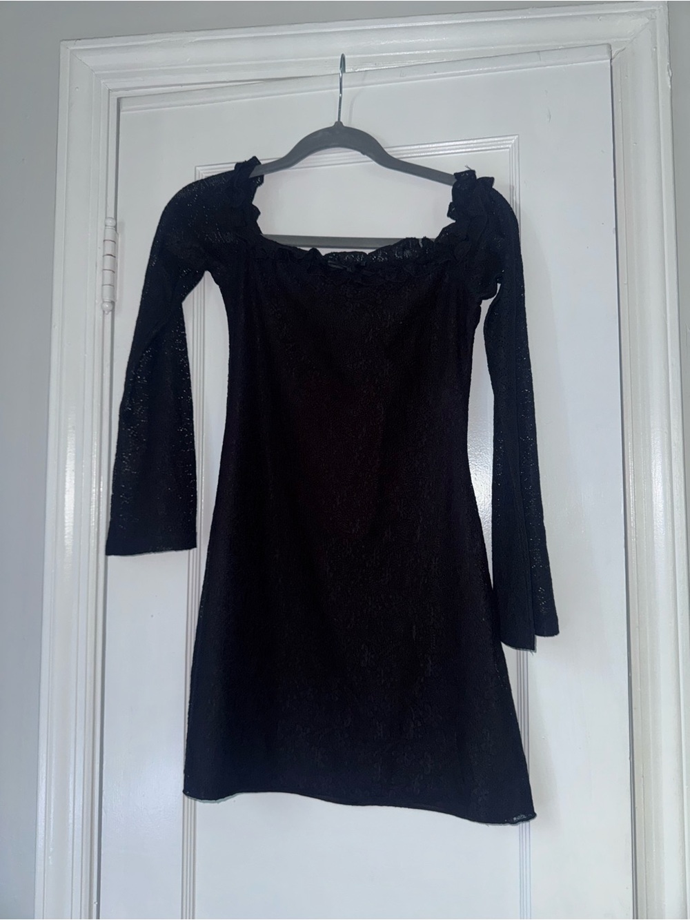Motel Rocks Black Long Sleeve Off-Shoulder Dress